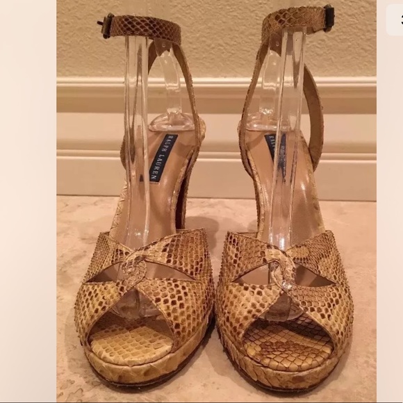 RALPH LAUREN Python Snake Ankle Strap Heels Italy - Picture 4 of 12